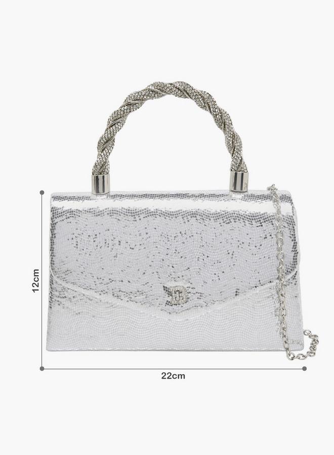 Flora Bella By Shoexpress Textured Satchel Bag With Button Closure Ramadan Collection - Image 2